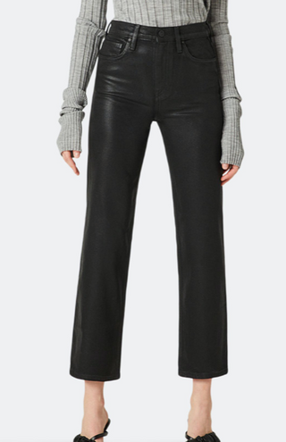 Remi High Rise Straight Crop High Shine Black