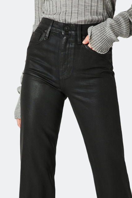 Remi High Rise Straight Crop High Shine Black