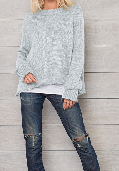 Load image into Gallery viewer, Oliver Distressed Crew Chunky Barely Gray
