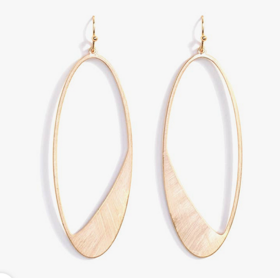 Contemporary Long Oval Earring Gold