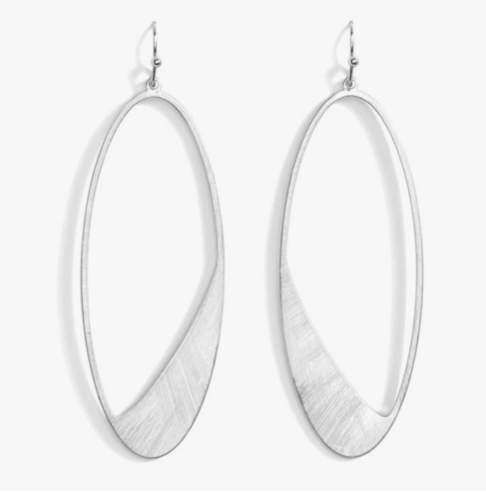 Contemporary Long Oval Earring Silver