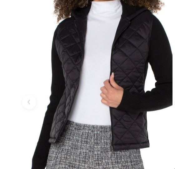 Load image into Gallery viewer, Quilted Hooded Sweater Black
