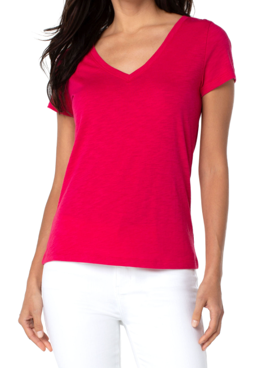 Slim Fit V-Neck Knit Tee Lollipop Red