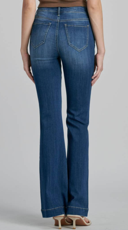 Load image into Gallery viewer, Tall Mid-Rise Flare Dark Denim
