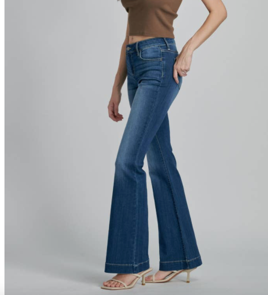 Load image into Gallery viewer, Tall Mid-Rise Flare Dark Denim

