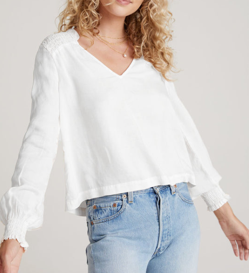 Load image into Gallery viewer, Smocked Yoke Blouse White
