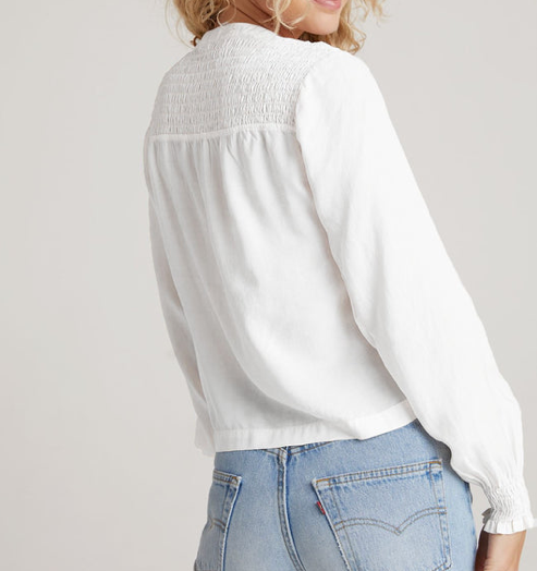 Smocked Yoke Blouse White