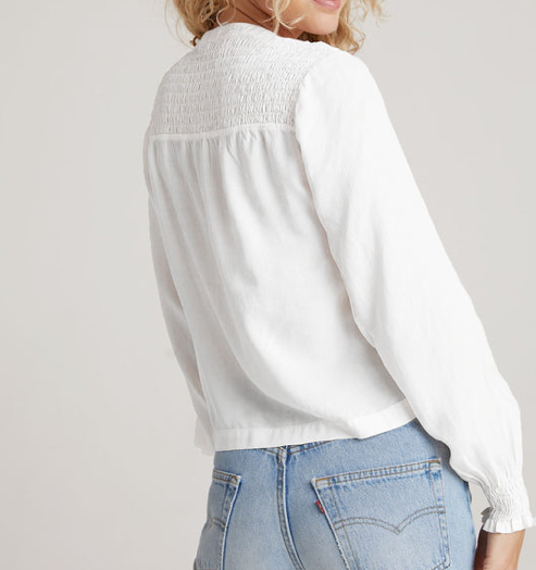 Load image into Gallery viewer, Smocked Yoke Blouse White
