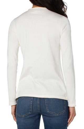 Mock Neck Rolled Neck Long Sleeve White