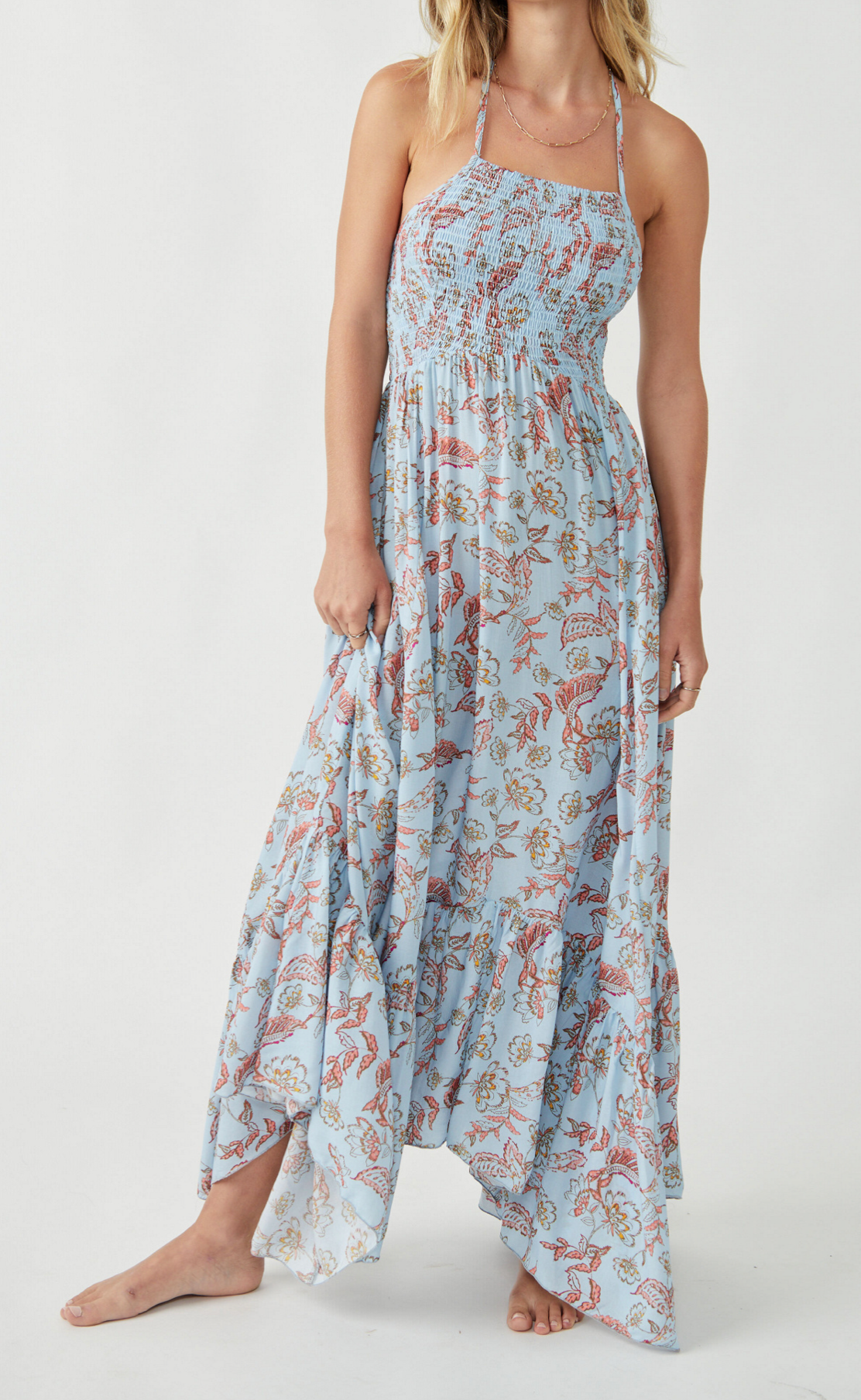 Load image into Gallery viewer, Heat Wave Printed Maxi Dress Robins Egg
