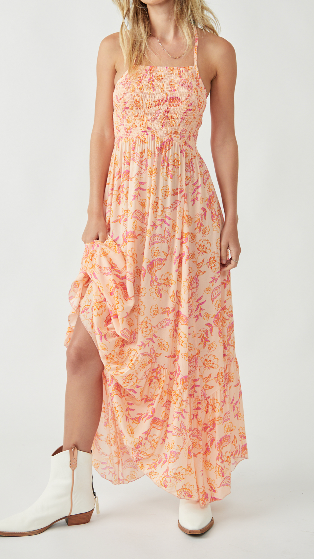 Heat Wave Printed Maxi Dress Coral