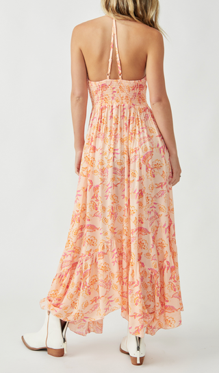 Heat Wave Printed Maxi Dress Coral