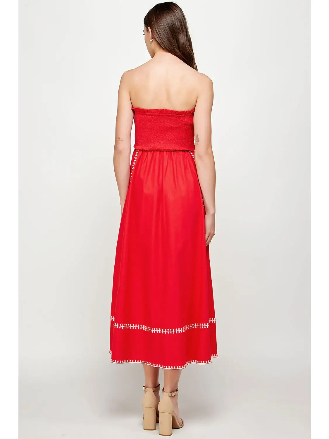 Load image into Gallery viewer, Embroidered Linen Tube Dress

