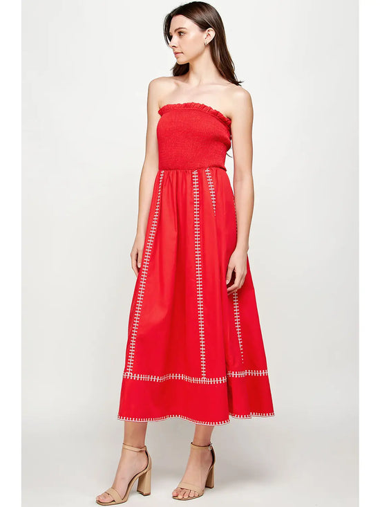 Load image into Gallery viewer, Embroidered Linen Tube Dress
