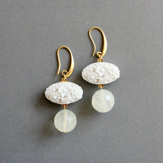 ISLE18 Vintage milk glass and quartz earrings