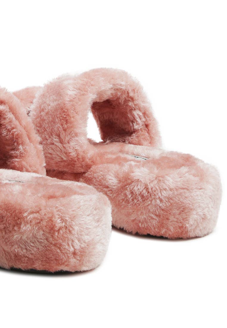 Fur Sandal Slippers Pink