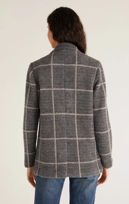 Load image into Gallery viewer, Anna Plaid Blazer Charcoal
