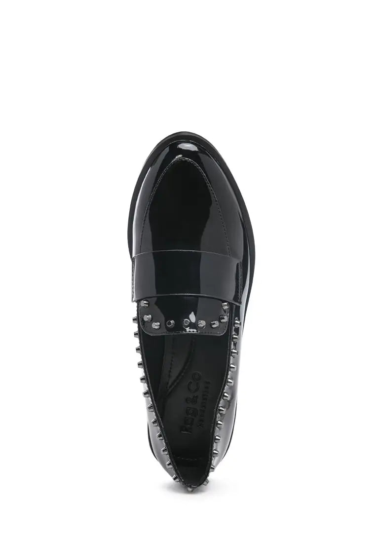 Load image into Gallery viewer, Emilia Black Stud Penny Loafers
