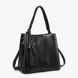Olivia Snake Print Hobo Black