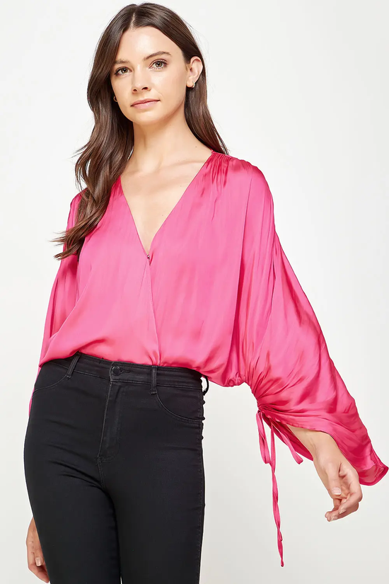 Ruched Detailed Shirred Bodysuit Pink